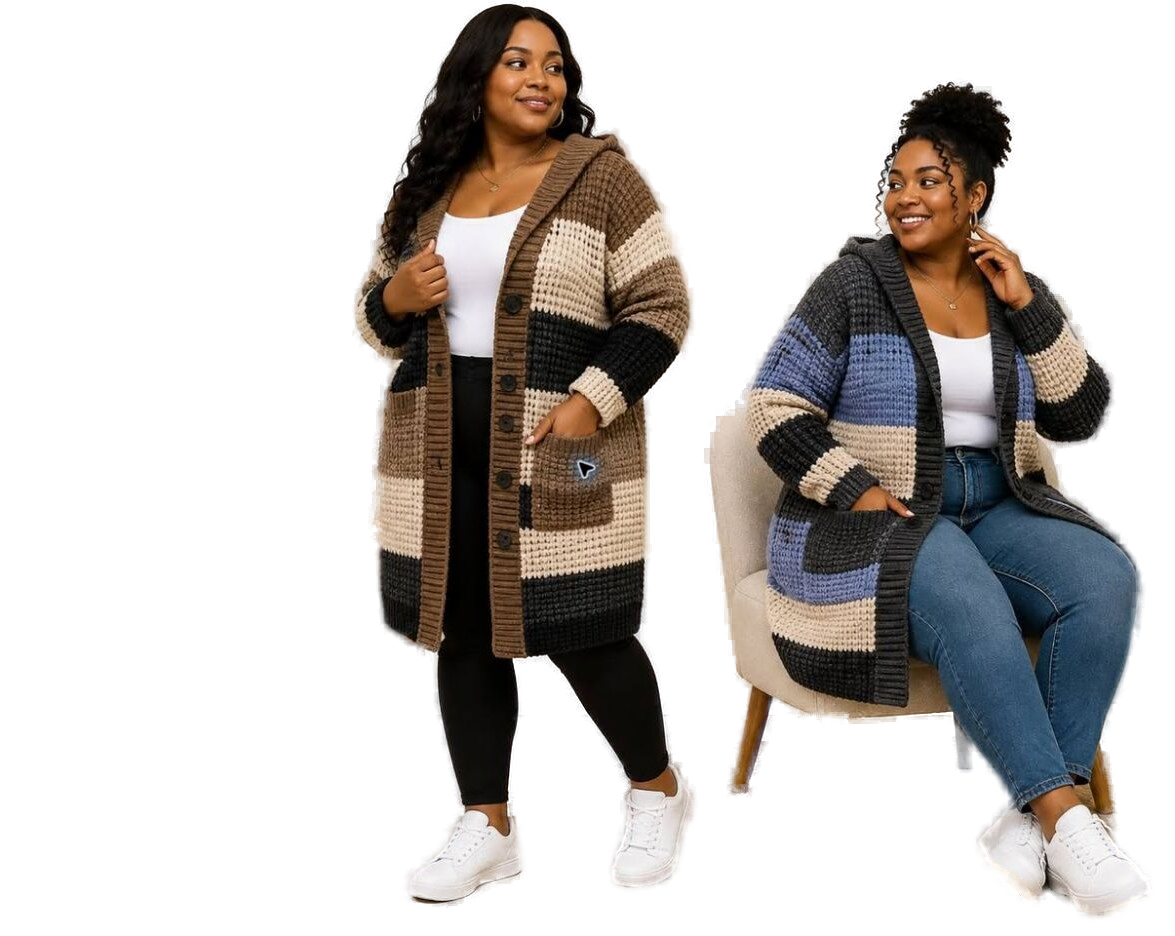 City Blend Colour-Block Hooded Cardigan
